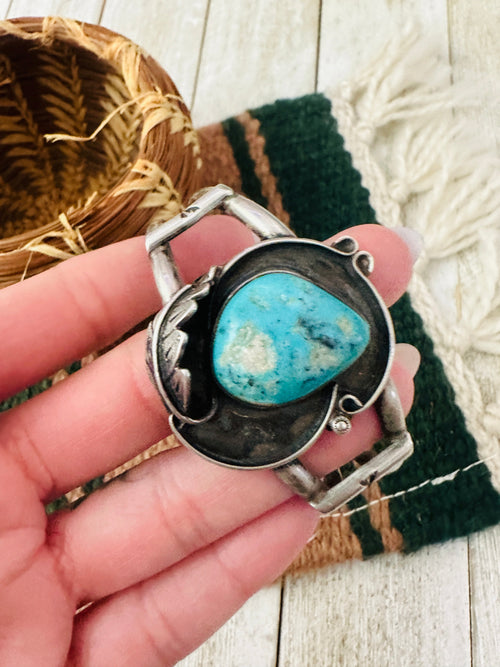 Old Pawn Navajo Turquoise & Sterling Silver Cuff Bracelet