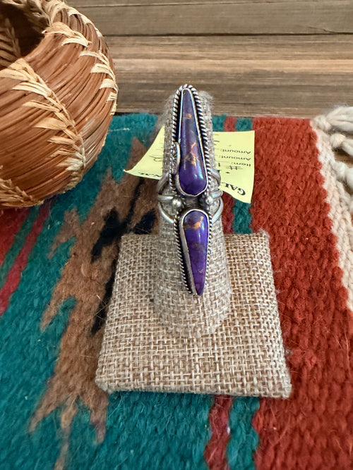 Old Pawn Handcrafted Purple Mojave & Sterling Silver Ring Size 6.75