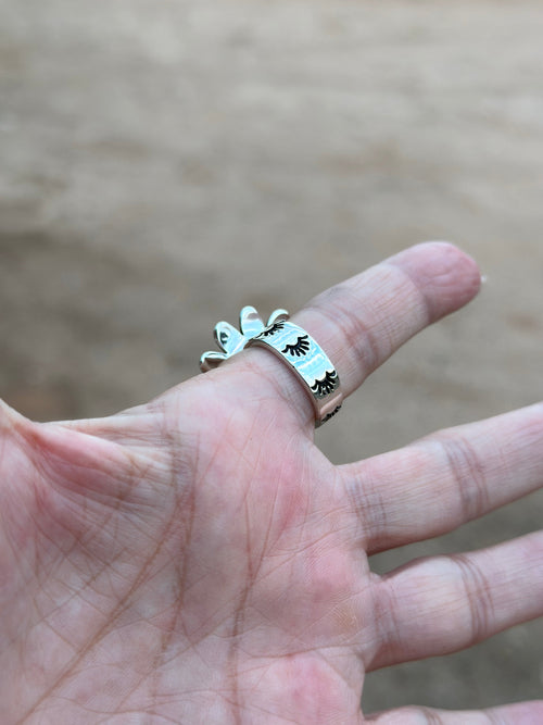 The Daisy Adjustable Turquoise and Sterling Silver Flower Ring