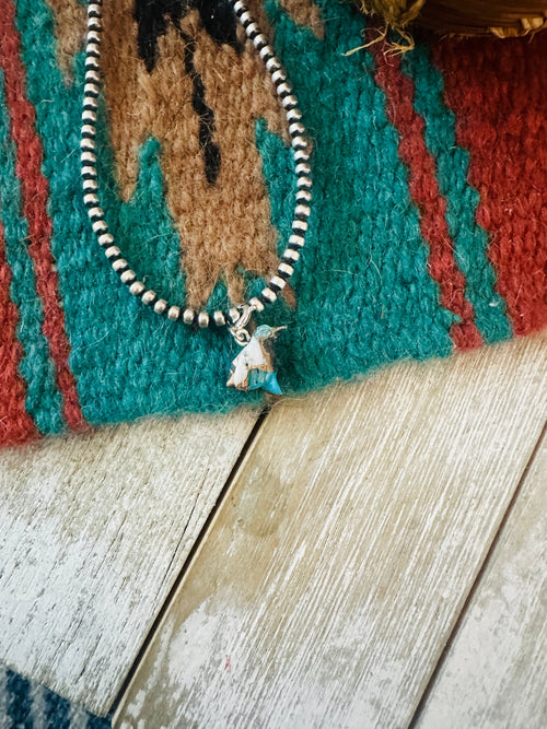 Navajo Hand Carved Blue Mojave Bird Charm