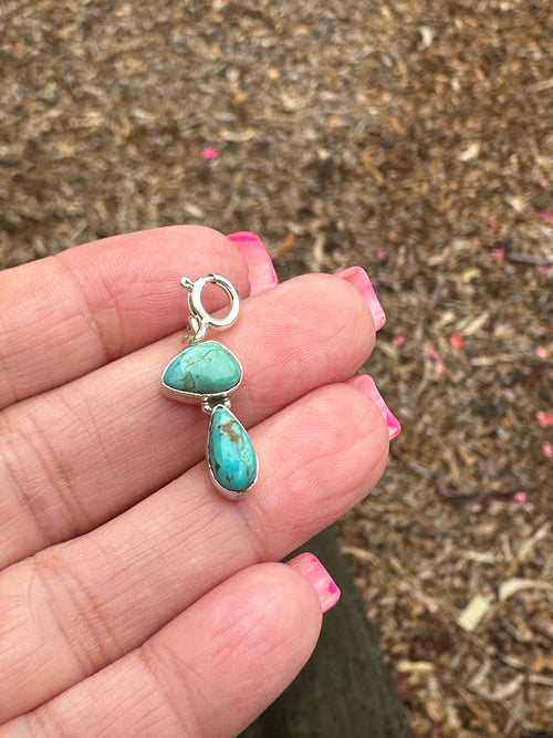 Sterling Silver and 2 Stone Turquoise Charm