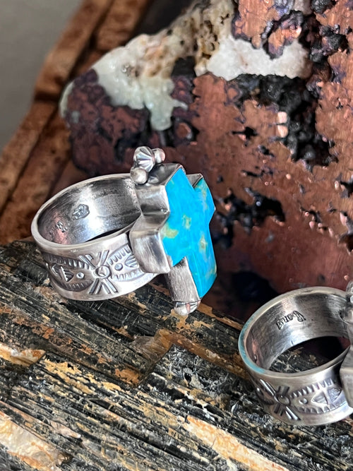 Raymond Coriz Sonoran Mountain Turquoise Cross Ring