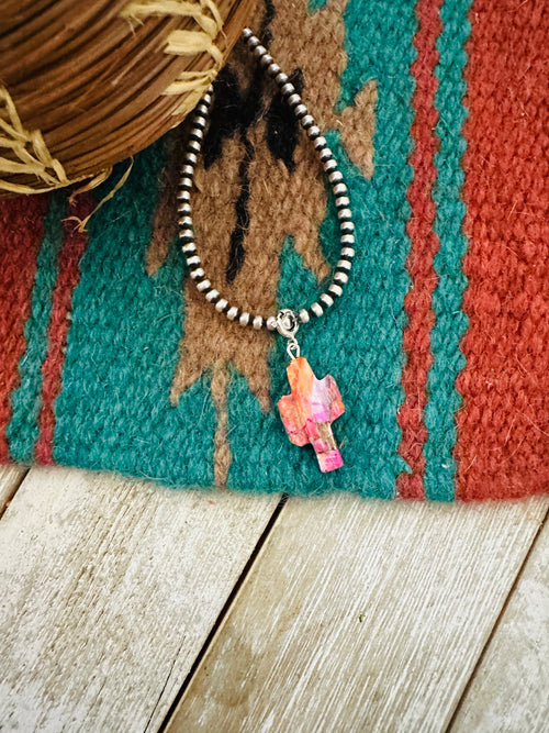 Navajo Hand Carved Pink Mojave Saguaro Cactus Charm