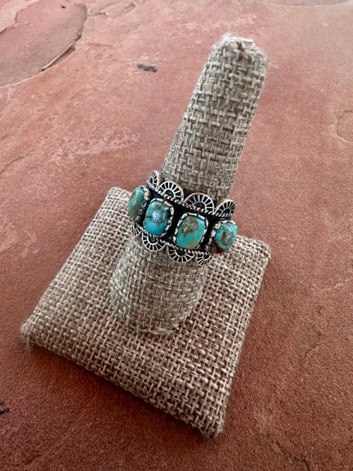 KITTS PEAK Handmade Turquoise And Sterling Silver Adjustable Ring