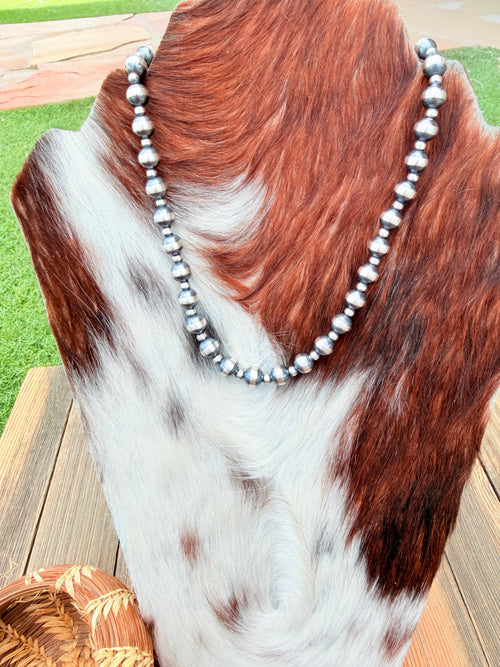 Handcrafted 4mm & 8mm Sterling Silver Pearl Beaded Necklace