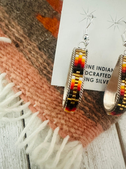 Navajo Handmade Multicolor Beaded Teardrop Dangle Earrings