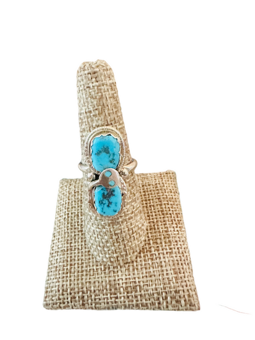 Old Pawn Zuni Sterling Silver & Turquoise Ring by Effie Calavaza