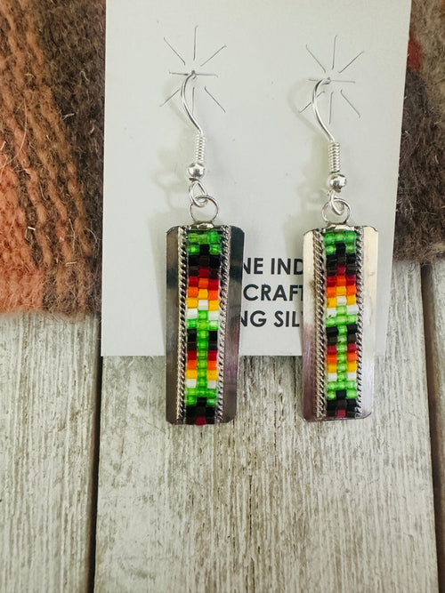 Navajo Handmade Multicolor Beaded Dangle Earrings