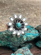 The Daisy Adjustable Turquoise and Sterling Silver Flower Ring