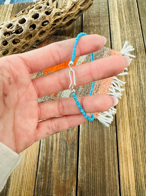 Navajo Turquoise and Sterling Silver Beaded Necklace 20”