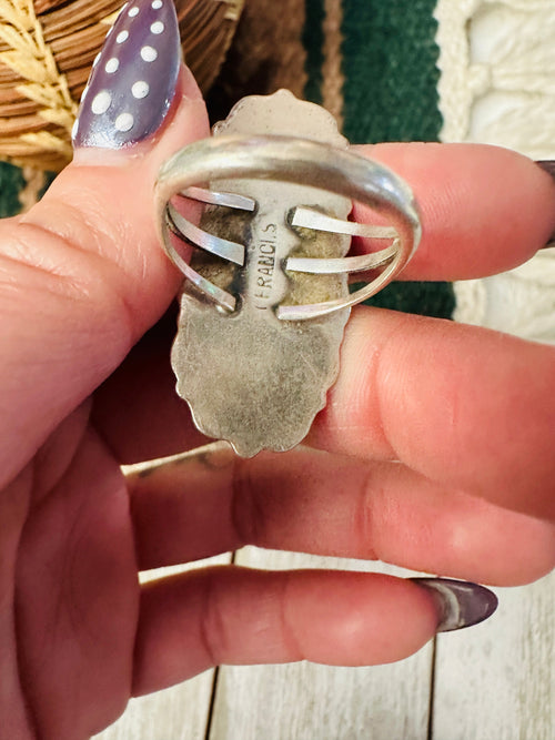 Old Pawn Handcrafted Multi Stone & Sterling Silver Inlay Ring Size 8.5