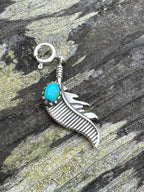 Sterling Silver and Turquoise Feather Charm