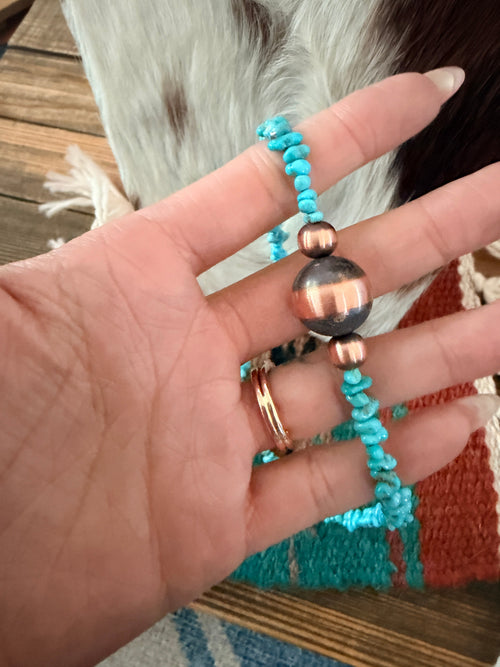 Handcrafted Turquoise & Copper Beaded Necklace