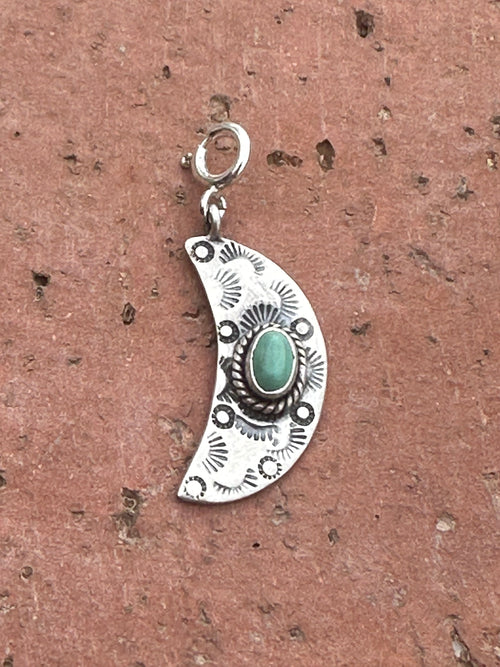 Sterling Silver Turquoise Moon Charm