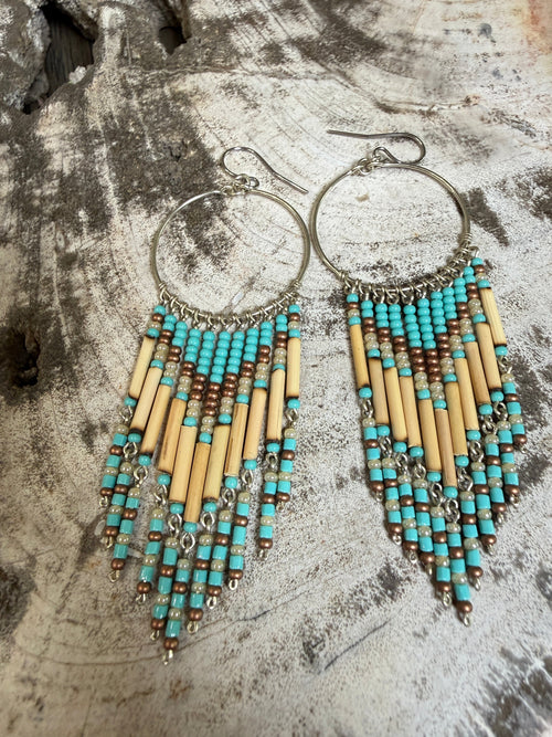 “The Golden Collection”  Wild Whisper Hoops Handmade Multi Color Beaded Earrings