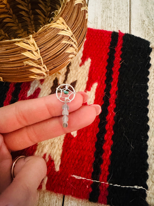 Navajo Crafted Turquoise & Sterling Silver Dreamcatcher Charm