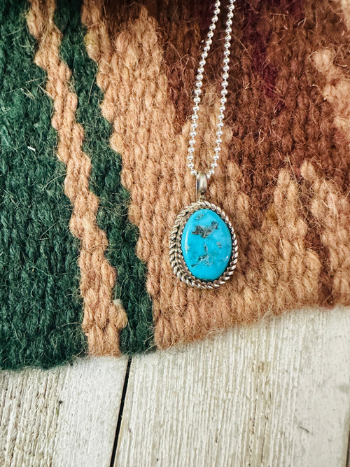 Old Pawn Navajo Turquoise & Sterling Silver Pendant