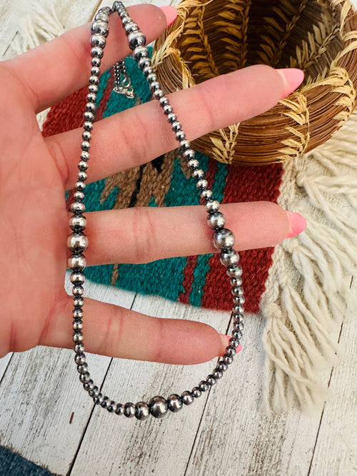 Navajo Sterling Silver Pearl Beaded 18” Necklace