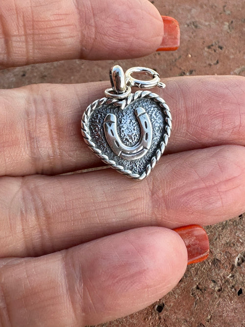 Sterling Silver and Heart  Horseshoe Charm