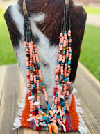 Old Pawn Handcrafted Multi Stone & Heishi Beaded 32” Necklace
