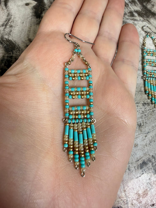 “The Golden Collection”  Canyon Breeze Handmade Multi Color Beaded Earrings