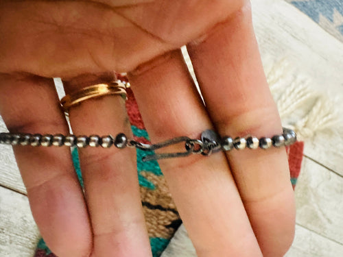 Navajo Sterling Silver & Gold Beaded Necklace