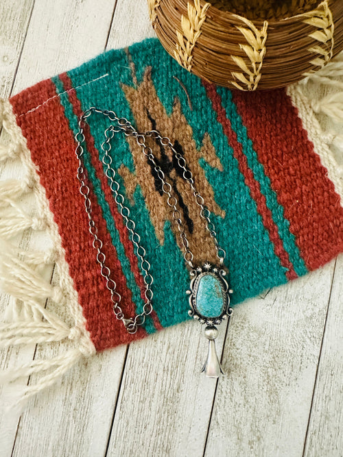 Navajo Sterling Silver & Turquoise Blossom Necklace