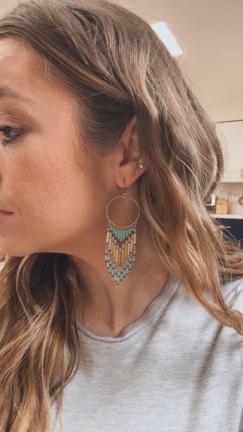 “The Golden Collection”  Wild Whisper Hoops Handmade Multi Color Beaded Earrings
