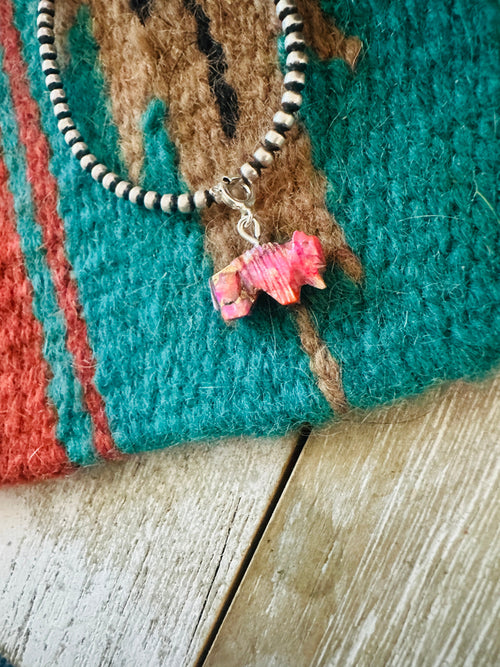 Navajo Hand Carved Pink Mojave Buffalo Charm