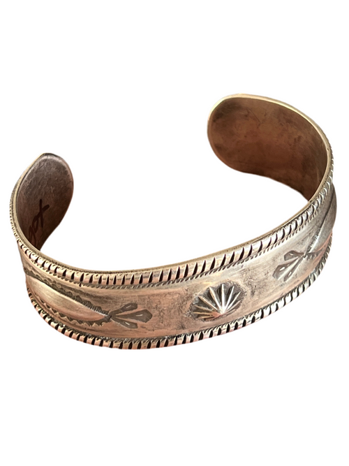Hand Forged Old Pawn Sterling Silver Ingot Cuff Bracelet by Santa Fe Artist, Buffalo: The Concho