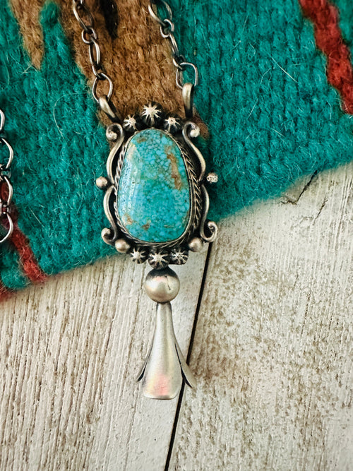 Navajo Sterling Silver & Turquoise Blossom Necklace