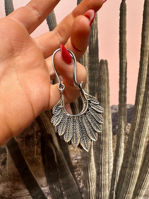 Handmade Sterling Silver Feather Dangle Earrings