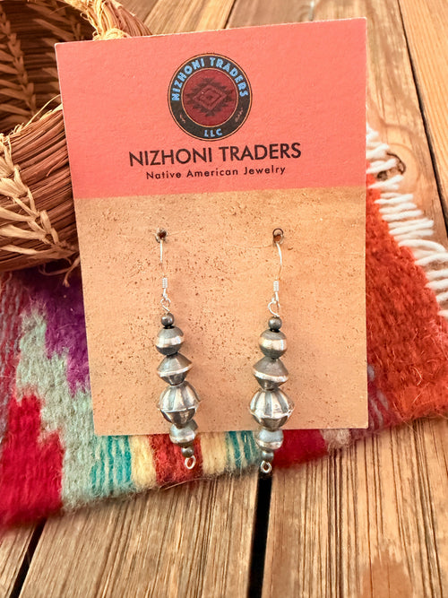 Handcrafted Sterling Silver Pearl Beaded Dangle Earrings