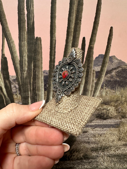 Beautiful Handmade Pink Dream Mojave And Sterling Silver Adjustable Statement Ring