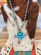 Handcrafted Turquoise & Sterling Silver Cluster Beaded Necklace by Travis Jim