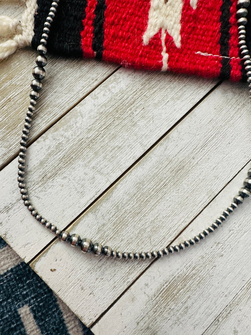Navajo Sterling Silver Pearl 42” Beaded Necklace on