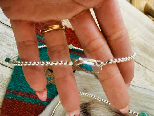 Navajo Sterling Silver & Turquoise Beaded Necklace