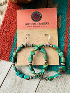 Handcrafted Turquoise & Sterling Silver Beaded Hoop Earrings
