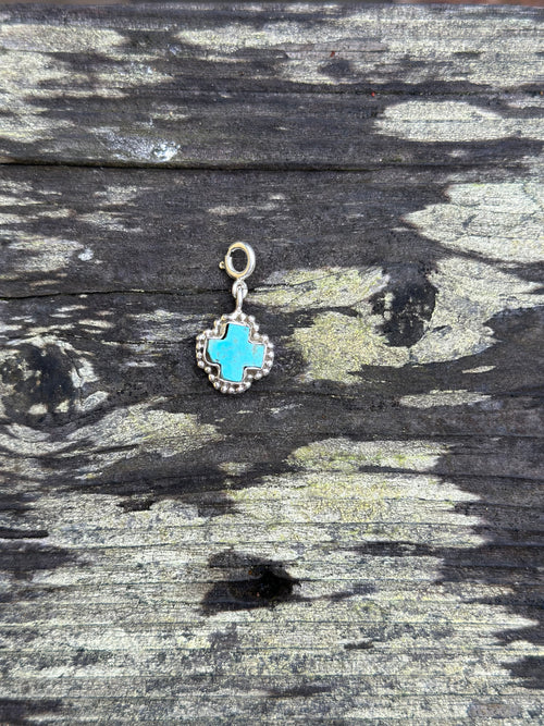 Sterling Silver and Turquoise Ball Cross Charm