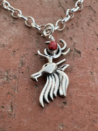 Handmade Sterling Silver and Coral CHRISTMAS REINDEER Charm