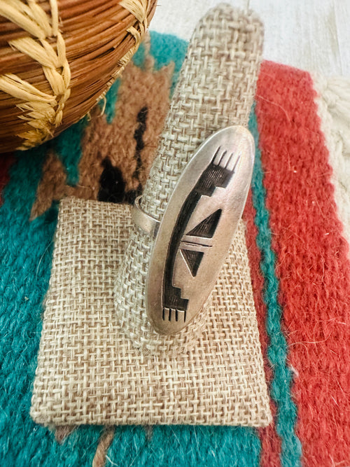 Old Pawn Hopi Sterling Silver Overlay  Ring size 9