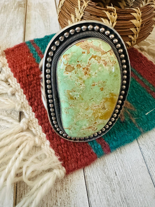 Old Pawn Navajo Sterling Silver & Royston Turquoise Cuff Bracelet