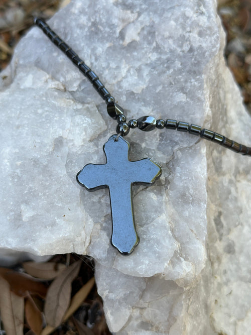 Hematite Cross Necklace