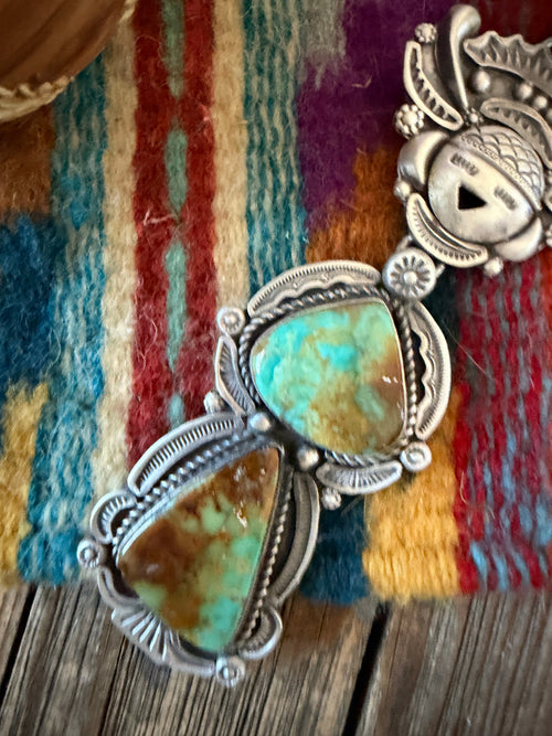 Handcrafted Sterling Silver and Number 8 Turquoise Kachina Pendant by Ronald Tom