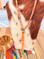 Handcrafted Spiny Oyster & Sterling Silver Beaded Lariat Necklace