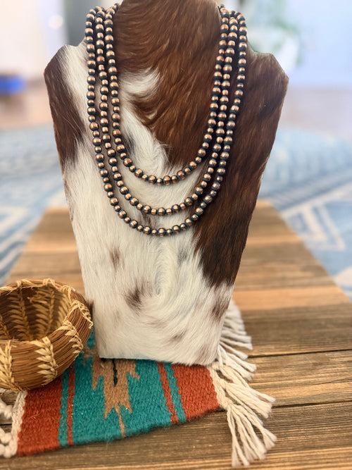 Handcrafted 6-8mm Copper Beaded Necklace