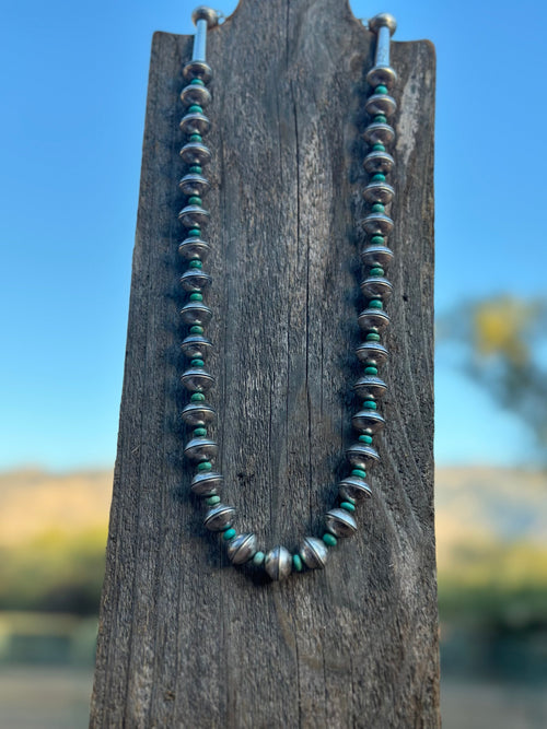 Navajo James McCabe Sterling Silver & Turquoise Liberty Dime Necklace