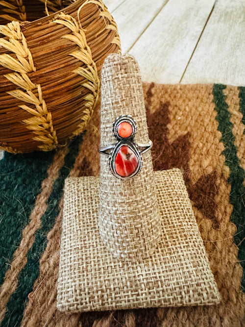 Old Pawn Navajo Sterling Silver & Spiny Ring Size 6.25