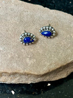 Navajo Lapis & Sterling Silver Post Earrings