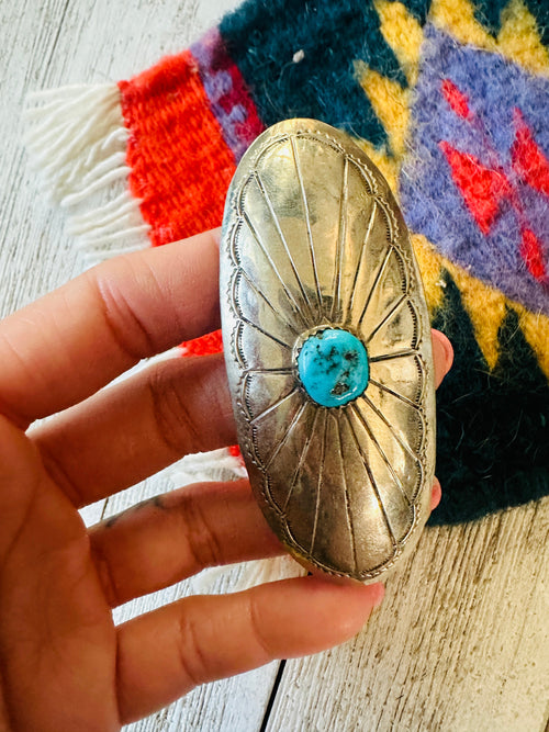 Old Pawn Navajo Turquoise & Sterling Hair Barrette